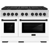 image:imageZLINE Autograph Edition 48 in 67 cu ft Paramount Double Oven Dual Fuel Range with 8 Burner Gas Cooktop in Stainless Steel with White Matte Door and Matte Black Accents SDRZWM48MB