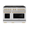 image:imageZLINE Autograph Edition 48 in 67 cu ft Paramount Double Oven Gas Range with 8 Burner Cooktop in Stainless Steel and Champagne Bronze Accents SGRZ48CB
