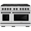 image:imageZLINE Autograph Edition 48 in 67 cu ft Paramount Double Oven Gas Range with 8 Burner Cooktop in Stainless Steel and Matte Black Accents SGRZ48MB