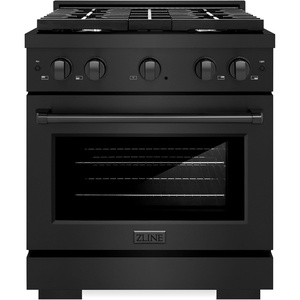 image:imageZLINE 30 in 42 cu ft Paramount Dual Fuel Range with 4 Burner Gas Cooktop and Electric Convection Oven in Black Stainless Steel SDRB30