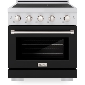 image:imageZLINE 30 in 42 cu ft Paramount Induction Range with 4 Element Cooktop and Electric Convection Oven in Stainless Steel with Black Matte Door SINRBLM30