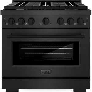 image:imageZLINE 36 in 52 cu ft Paramount Dual Fuel Range with 6 Burner Gas Cooktop and Electric Convection Oven in Black Satin Stainless Steel SDRBS36