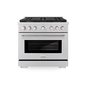 image:imageZLINE 36 in 52 cu ft Paramount Dual Fuel Range with 6 Burner Gas Cooktop and Electric Convection Oven in Stainless Steel SDR36
