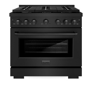 image:imageZLINE 36 in 52 cu ft Paramount Dual Fuel Range with Gas Cooktop and Electric Convection Oven in Black Stainless Steel with 6 Brass Burners SDRBBR36