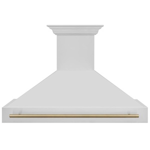 image:imageZLINE 48 Autograph Edition Stainless Steel Range Hood with Stainless Steel Shell and Champagne Bronze Handle