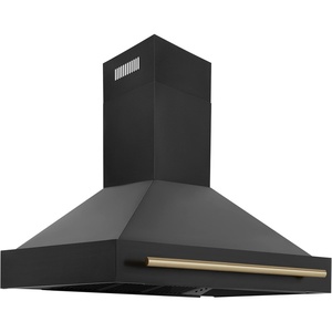 image:imageZLINE 48 Black Stainless Steel Range Hood with Champagne Bronze Handle BS655Z48CB
