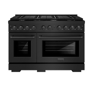 image:imageZLINE 48 in 67 cu ft Paramount Double Oven Dual Fuel Range with 8 Burner Gas Cooktop in Black Stainless Steel SDRB48