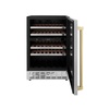 image:imageZLINE 24 Autograph Edition Dual Zone 44Bottle Wine Cooler in Stainless Steel with Wood Shelf and Champagne Bronze Accents RWVUD24CB