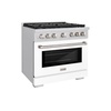 image:imageZLINE 36 in 52 cu ft Paramount Gas Range with 6 Burner Cooktop and Convection Gas Oven in Stainless Steel with White Matte Door SGRWM36