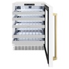 image:imageZLINE Autograph Edition 24 in Touchstone Dual Zone 44 Bottle Wine Cooler With White Matte Glass Door And Champagne Bronze Handle RWDOZWM24CB