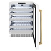 image:imageZLINE Autograph Edition 24 in Touchstone Dual Zone 44 Bottle Wine Cooler With White Matte Glass Door And Polished Gold Handle RWDOZWM24G