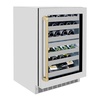 image:imageZLINE Autograph Edition 24 in Touchstone Dual Zone 44 Bottle Wine Cooler with Satin Stainless Steel Glass Door and Champagne Bronze Handle RWDOZSN24CB