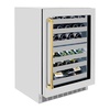 image:imageZLINE Autograph Edition 24 in Touchstone Dual Zone 44 Bottle Wine Cooler with Satin Stainless Steel Glass Door and Polished Gold Handle RWDOZSN24G