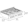 image:imageZLINE Designer Collection 36 in Paramount Gas Rangetop with 6 Burners in Black Satin Stainless Steel with Matte Black and Champagne Bronze Accents SRTBSZ36MBCB