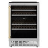 image:imageZLINE 24 Autograph Edition Dual Zone 44Bottle Wine Cooler in Stainless Steel with Wood Shelf and Champagne Bronze Accents RWVUD24CB