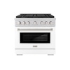 image:imageZLINE 36 in 52 cu ft Paramount Gas Range with 6 Burner Cooktop and Convection Gas Oven in Stainless Steel with White Matte Door SGRWM36