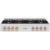 image:imageZLINE Autograph Edition 48 in Classic Gas Rangetop with 8 Burner DuoPro Cooktop in Satin Stainless Steel and Champagne Bronze Accents PCRTSZ48CB