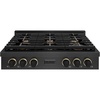 image:imageZLINE Designer Collection 36 in Paramount Gas Rangetop with 6 Burners in Black Satin Stainless Steel with Matte Black and Champagne Bronze Accents SRTBSZ36MBCB