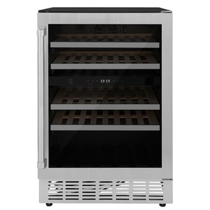 image:imageZLINE 24 Dual Zone 44Bottle Wine Cooler in Stainless Steel with Wood Shelf RWVUD24