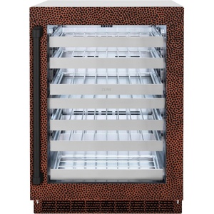 image:imageZLINE 24 in Touchstone Dual Zone 44 Bottle Wine Cooler with Hand Hammered Copper Glass Door RWDOHH24