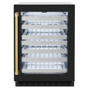 image:imageZLINE Autograph Edition 24 in Touchstone Dual Zone 44 Bottle Wine Cooler With Black Matte Glass Door And Champagne Bronze Handle RWDOZBLM24CB
