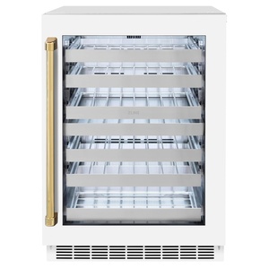 image:imageZLINE Autograph Edition 24 in Touchstone Dual Zone 44 Bottle Wine Cooler With White Matte Glass Door And Polished Gold Handle RWDOZWM24G