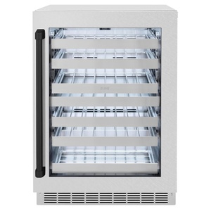 image:imageZLINE Autograph Edition 24 in Touchstone Dual Zone 44 Bottle Wine Cooler with Satin Stainless Steel Glass Door and Matte Black Handle RWDOZSN24MB