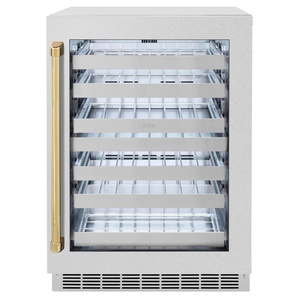 image:imageZLINE Autograph Edition 24 in Touchstone Dual Zone 44 Bottle Wine Cooler with Satin Stainless Steel Glass Door and Polished Gold Handle RWDOZSN24G