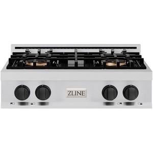 image:imageZLINE Autograph Edition 30 in Classic Gas Rangetop with 4 Burner DuoPro Cooktop in Stainless Steel and Matte Black Accents PCRTZ30MB