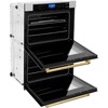 image:imageZLINE 30 Autograph Edition Double Wall Oven with Self Clean and True Convection in Fingerprint Resistant Stainless Steel and Gold AWDSZ30G