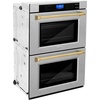 image:imageZLINE 30 Autograph Edition Double Wall Oven with Self Clean and True Convection in Fingerprint Resistant Stainless Steel and Gold AWDSZ30G