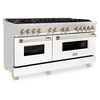 image:imageZLINE Autograph 60 Legacy Dual Fuel Range w 9 Burners amp White amp Gold Accents RAZWM60G