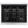 image:imageZLINE Autograph Edition 30 in 42 cu ft Paramount Dual Fuel Range with 4 Burner Gas Cooktop and Electric Convection Oven in Satin Stainless Steel with Polished Gold Accents SDRSZ30G