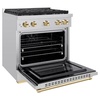 image:imageZLINE Autograph Edition 30 in 42 cu ft Paramount Dual Fuel Range with 4 Burner Gas Cooktop and Electric Convection Oven in Stainless Steel with Polished Gold Accents SDRZ30G