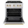 image:imageZLINE Autograph Edition 30 in 42 cu ft Paramount Dual Fuel Range with 4 Burner Gas Cooktop and Electric Convection Oven in Stainless Steel with Polished Gold Accents SDRZ30G