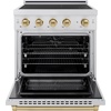image:imageZLINE Autograph Edition 30 in 42 cu ft Paramount Induction Range with 4 Element Cooktop and Electric Convection Oven in Stainless Steel with Champagne Bronze Accents SINRZ30CB