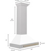 image:imageZLINE Autograph Edition 30 in Convertible Satin Stainless Steel Wall Mount Range Hood with White Matte Shell and Champagne Bronze Handle KB4SNZWM30CB