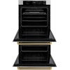 image:imageZLINE Autograph Edition 30 in Professional True Convection Double Wall Oven with Air Fry and Self Clean in Stainless Steel with Polished Gold Helix Handles WADZ30KG