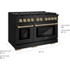 image:imageZLINE Autograph Edition 48 in 67 cu ft Paramount Double Oven Gas Range with 8 Burner Cooktop in Black Stainless Steel and Champagne Bronze Accents SGRBZ48CB