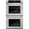 image:imageZLINE 30 Autograph Edition Double Wall Oven with Self Clean and True Convection in Fingerprint Resistant Stainless Steel and Gold AWDSZ30G