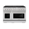 image:imageZLINE 48 in 67 cu ft Paramount Double Oven Dual Fuel Range with 8 Burner Gas Cooktop in Satin Stainless Steel SDRS48