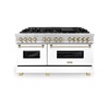 image:imageZLINE Autograph 60 Legacy Dual Fuel Range w 9 Burners amp White amp Gold Accents RAZWM60G