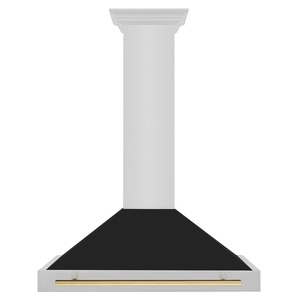 image:imageZLINE 36 in Autograph Edition Stainless Steel Range Hood with Black Matte Shell and Champagne Bronze Handle KB4STZBLM36CB