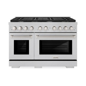 image:imageZLINE 48 in 67 cu ft Paramount Double Oven Dual Fuel Range with 8 Burner Gas Cooktop in Satin Stainless Steel SDRS48