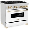 image:imageZLINE Autograph 36 in Legacy Dual Fuel Range in Satin Steel wWhite amp Gold Accents RASZWM36G