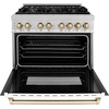 image:imageZLINE Autograph 36 in Legacy Dual Fuel Range in Satin Steel wWhite amp Gold Accents RASZWM36G