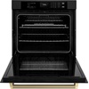 image:imageZLINE Autograph Edition 30 in Professional True Convection Single Wall Oven with Air Fry and Self Clean in Black Stainless Steel with Champagne Bronze Helix Handle WASBZ30KCB