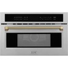 image:imageZLINE Autograph Edition 30 in 16 cu ft Builtin Convection Microwave Oven in Stainless Steel and Champagne Bronze Helix Handle MWOZ30KCB