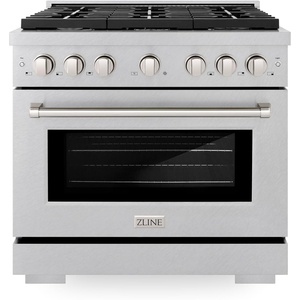 image:imageZLINE 36 in 52 cu ft Paramount Dual Fuel Range with 6 Burner Gas Cooktop and Electric Convection Oven in Satin Stainless Steel SDRS36