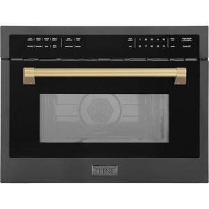 image:imageZLINE Autograph Edition 24 16 cu ft Builtin Convection Microwave Oven in Black Stainless Steel and Champagne Bronze Accents